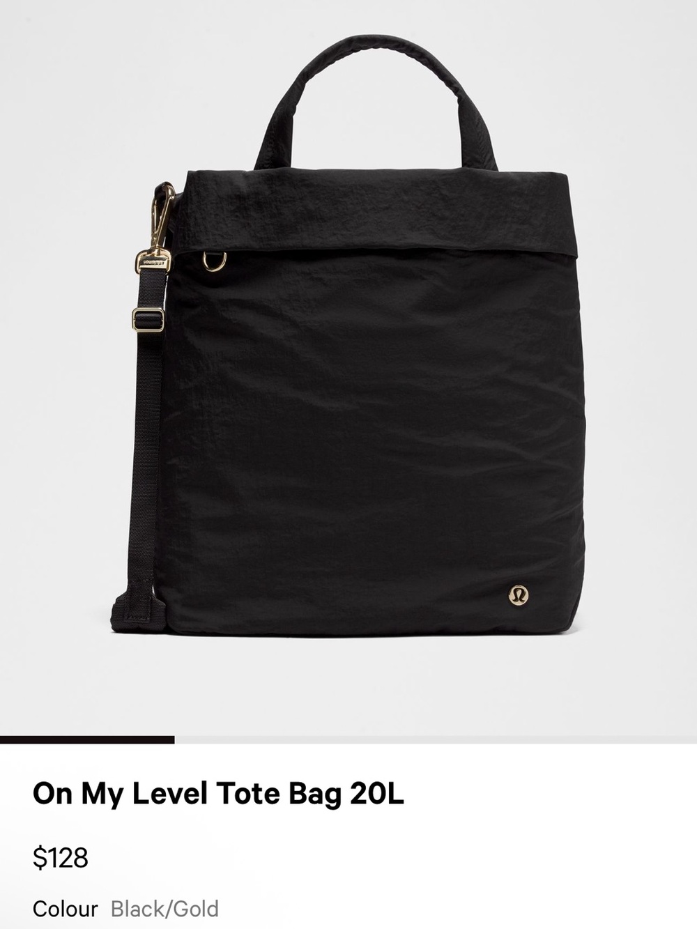 lululemon athletica Black Tote with Gold Hardware